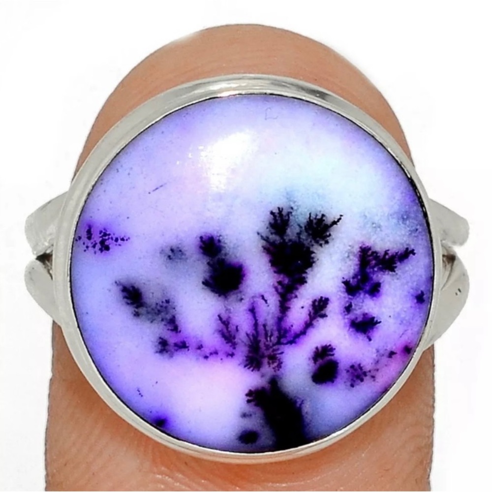Purple Dendritic Opal Ring